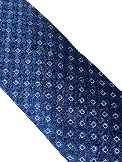 dark blue navy tie with square spotted design